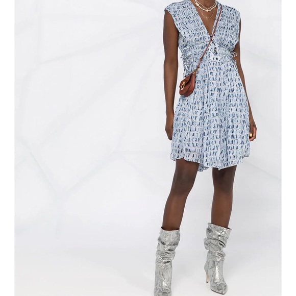 Isabel Marant Etoile | Isabel Marant Étoile Segun Tie-Waist Dress in Blue - Picture 3 of 10